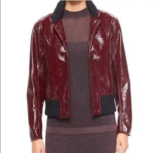 Gorgeous Rag & Bone Burgundy Cabernet Patent Mazy Glossy Bomber Jacket Size 0/XS